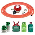 BBQ PROPANE LPG REGULATOR KIT 27mm CLIP ON 3M HOSE & CLIPS PATIO GAS BOTTLES