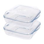 Square Glass Oven Dish with Lid 24cm x 21cm Baking Roasting Casserole Tray