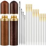 24 Pieces Self Threading Needles Easy 8.5 cm x 3.3 inch, Brown