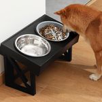 Elevated Dog Bowls, 5 Adjustable Heights Raised Pet Bowl Stand Feeder