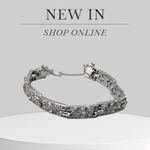 Panetta Rhinestone Vintage Bracelet Art Deco 1940s Link Signed 6" Safety Chain