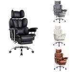 Big & Tall PU Leather Office Desk Chair with Footrest, High Back, Lumbar Support