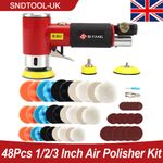 48Pcs 1/2/3'' Mini Air Snader Polisher Orbital Polisher Buffer Polishing Tool