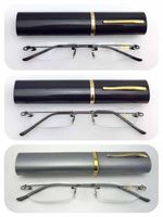 R63 Superb Quality Slim Rimless Reading Glasses/Flexible Steel Arm/Aluminum Case