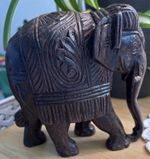 Asian Hand Carved Wooden Elephant, Tusks Removed