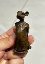 Japanese Collect Old Ancient bronze Exquisite Rat headed human figurine