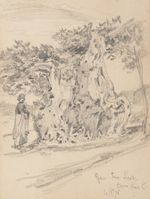 E. LEE (19th Century), Old Yew Tree Leeds, 1878, Pencil Romantic Nature