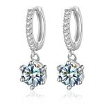 1ct Hoop Earrings White Gold Diamond Test Pass Lab-Created VVS1/D/Excellent