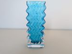 WHITEFRIARS GLASS TANGERINE ZIG ZAG VASE - #9761 Designed by Geoffrey Baxter
