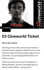 Cineworld Cinema Ticket 1PC - Fri Sat Sun Valid QUICK DELIVERY 