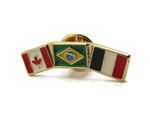 Canada Brazil France Flag Lapel Pin Gold Tone 3 Country Friendship Tie Tack