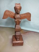 Vintage Canadian Totem Pole 9" Carved Wood B.c Arts And Crafts Centre Vancouver