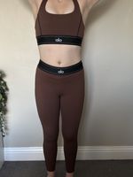 ALO 2pc Sports Bra & Leggings Set Brown Size L Yoga Gym Stretch