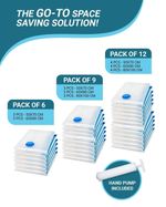 LAVANDIS Vacuum Storage Bags 6/9/12 Pack with Hand Pump M L Jumbo