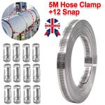 5M Stainless Steel Hose Clamp Large Adjustable Jubilee Clips with Fasteners-