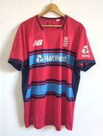 New Balance England National Cricket Team T20 Red Blue Striped Shirt 2017 2XL