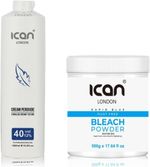 ICAN Cream Peroxide 1000ml 12% VOL 40 +  Rapid Blue Powder Bleach (JAR) 500g