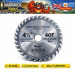115mm Wood Cutting Disc - Circular Saw Blade 22.2 Bore 24T or 40T Wood / Plastic