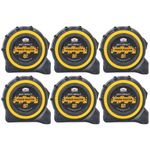 TOUGH MASTER 8m/26ft Metric/Imperial Tape Measure 25mm Wide Pack of 6