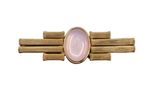 Miriam Haskell Brooch Art Deco Style With Pink Glass Stone & Gold-Tone Finish