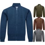 Ex-M&S Mens Sherpa Fleece Lined Chunky Ribbed Knitted Zip Thick Weaved Cardigan