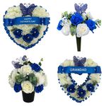 Heart Artificial Funeral Flowers Wreath Memorial Grave Tribute Grave pot roses
