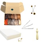 Needle Felting Corriedale Wool Slivers Animal Tones Starter Kit
