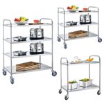 2/3/4-Tier Stainless Steel Rolling Storage Serving Cart Kitchen Trolley w/Wheels