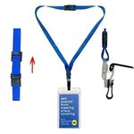 Clear ID Card Pass Holder Wallet & blue lanyard  x 20 -  security outdoor events