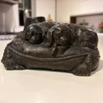 King Charles spaniels, In the manner of Charles Valton, a bronze style sculpture
