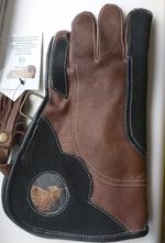 Falconry Glove Triple Skin Nubuck Leather 12 Inch 3 Layer, (Light Brown & Black)