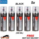 5x MONOFIL VARIO+ TEXTURE COATING BLACK BUMPER PAINT Aerosol 500ml
