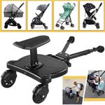 Universal Kids Buggy Board w/ Seat Step Board Stand Wheeled Pushchair Connector