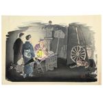 Sanzo Wada Fortune Teller Woodblock Print Occupations of Showa Japan