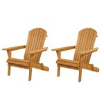 2x Garden Adirondack Chair Fir Wood Patio Adirondack Chair w/ Slatted Seating