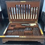 Stunning 53 Piece Vintage James Ryals Silver Plated Canteen Of Cutlery Oak Cased