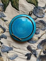Antique Silver and Guilloche Enamel Beauty Compact/Birmingham/1925