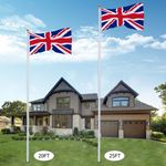20/25FT Yard Telescopic Flagpole Aluminium Sectional Flag Pole Kit w/ UK Flag