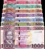 SOUTH SUDAN 1 5 10 20 50 100 500 1000POUND 2019/2024 P-NEW UNC LOT SET