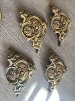 STUNNING Antique Ornate Solid Gilt Bronze Decorative Corner Furniture Mount