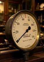 Large Antique Brass Gauge 5¾" Dial Circa 1920 Steampunk Interior Design 1.2kg