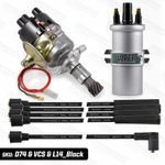 Ford Crossflow Electronic Distributor HT Leads 8mm Black Silicone Viper Dry Coil