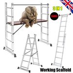 3 IN 1 Working Ladder Decorator Work Bench Aluminium Scaffold Tower Platform UK