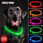Light Up Dog Collar Pet Flashing LED USB Rechargeable Safety Size Adjustable UK