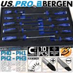 US PRO Magnetic Screwdriver Set HEAVY DUTY Slotted & Phillips Go Through Drivers