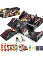Skatepark Fingerboard Ramp Set Ramps & Rails Red & Grey