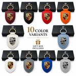 New Porsche Leather Crest Keyrings | Multiple Colours | Fast UK Shipping