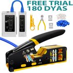RJ45 Ethernet Network Cat5 5e Cat6 LAN Cable Tester Crimping Tool Kit All-in-One