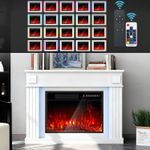 Electric Fireplace Flame Effect Heater, Timer&20 Color LED Light Remote Control