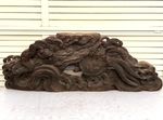 Japanese Antique Edo period wooden carving of waves and a turtle Width 47.2 in